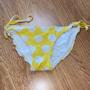 Yellow polka dot bikini bottom size small
